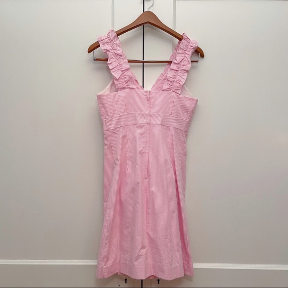 Lilly Pulitzer Phoebe Ruffle-Neck Pink Seersucker Sheath Dress (Size 0) - Picture 3 of 5